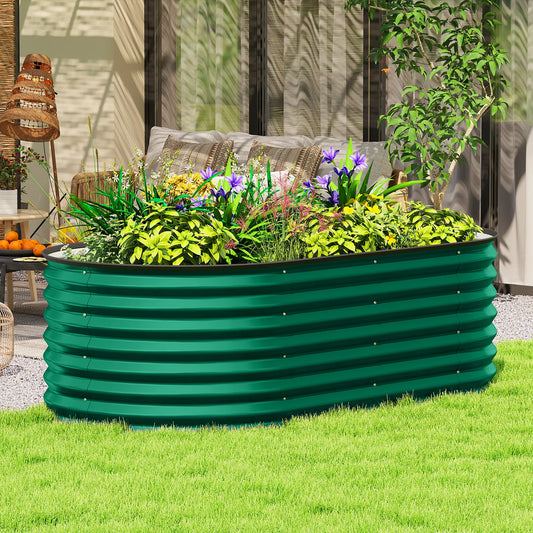 Galvanized Raised Garden Bed, 5 x 2.5 x 2 ft, Oval Planter Box, Dark Green Galvanized Planter Boxes Dark Green at Gallery Canada
