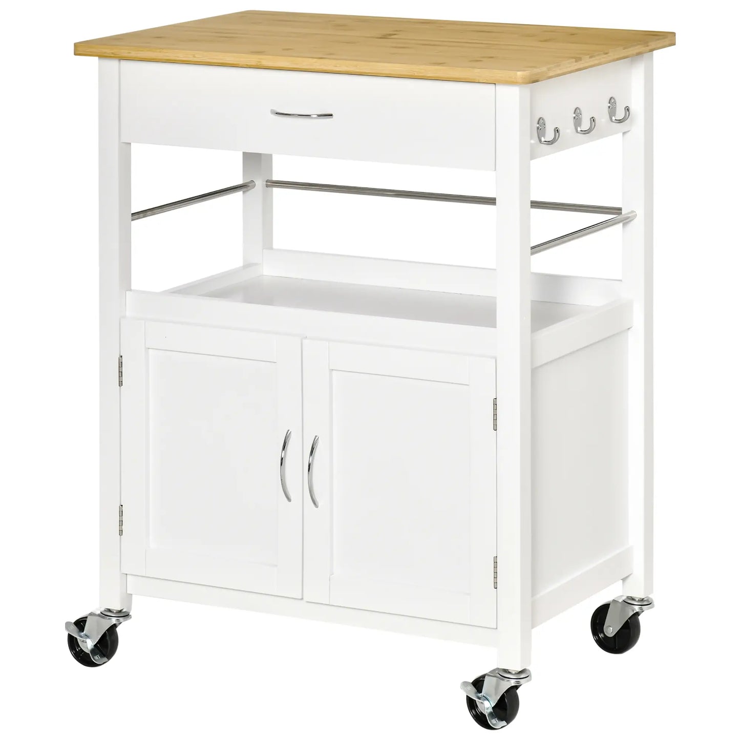 Kitchen Cart, Utility Trolley, Small Island with Drawer, White Kitchen Islands & Kitchen Carts at Gallery Canada