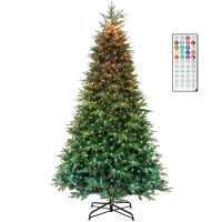 Sapin de Noël de 9 pieds, Frasier Grande Fir, conception à charnières, LEDs, télécommande, minuterie