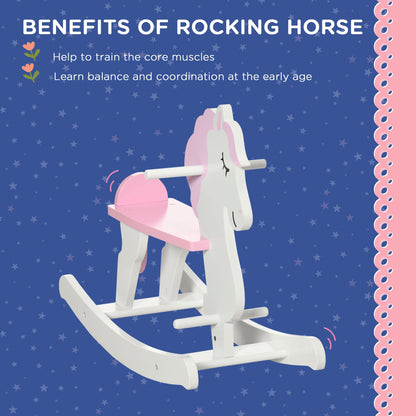 Wooden Rocking Horse, Toddler Baby Ride-on Toys for Kids 1-3 Years with Cute Horse Shape &; Solid Workmanship, Pink at Gallery Canada