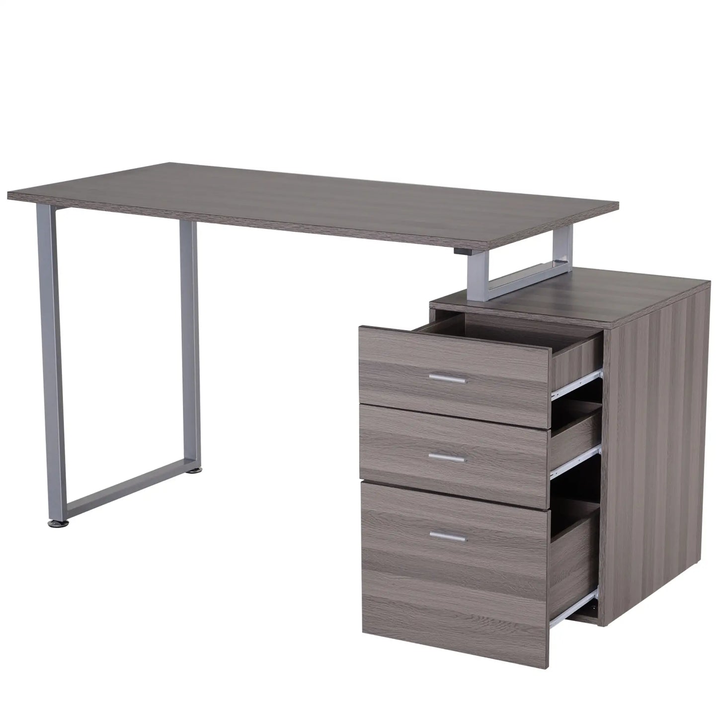 47" Computer Desk, Metal Frame, Reversible Drawers, Dark Wood Grain Writing Desks at Gallery Canada