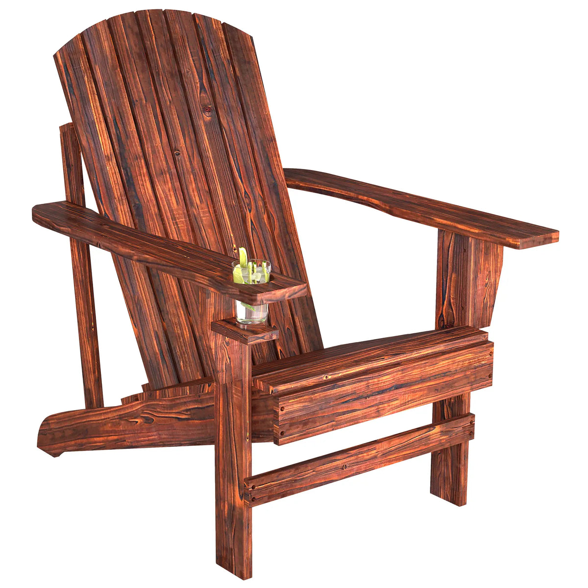 Classic Adirondack Chair with Cup Holder, Patio Deck Chair, Brown Patio Chairs at Gallery Canada