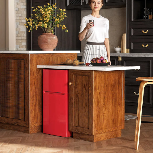 3.2 Cu Ft Compact Refrigerator, Mini Fridge with Freezer, Adjustable Shelves, Red Small Kitchen Appliances Red at Gallery Canada