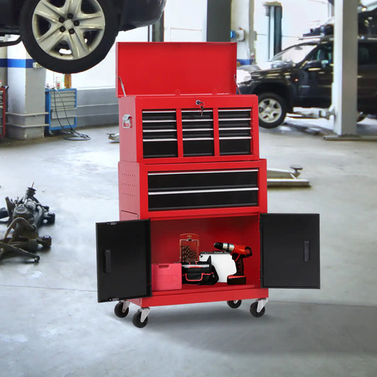 Rolling Tool Chest, 6-Drawer Storage Cabinet, Detachable Organizer, Lockable Toolbox Tool Organizers Red at Gallery Canada