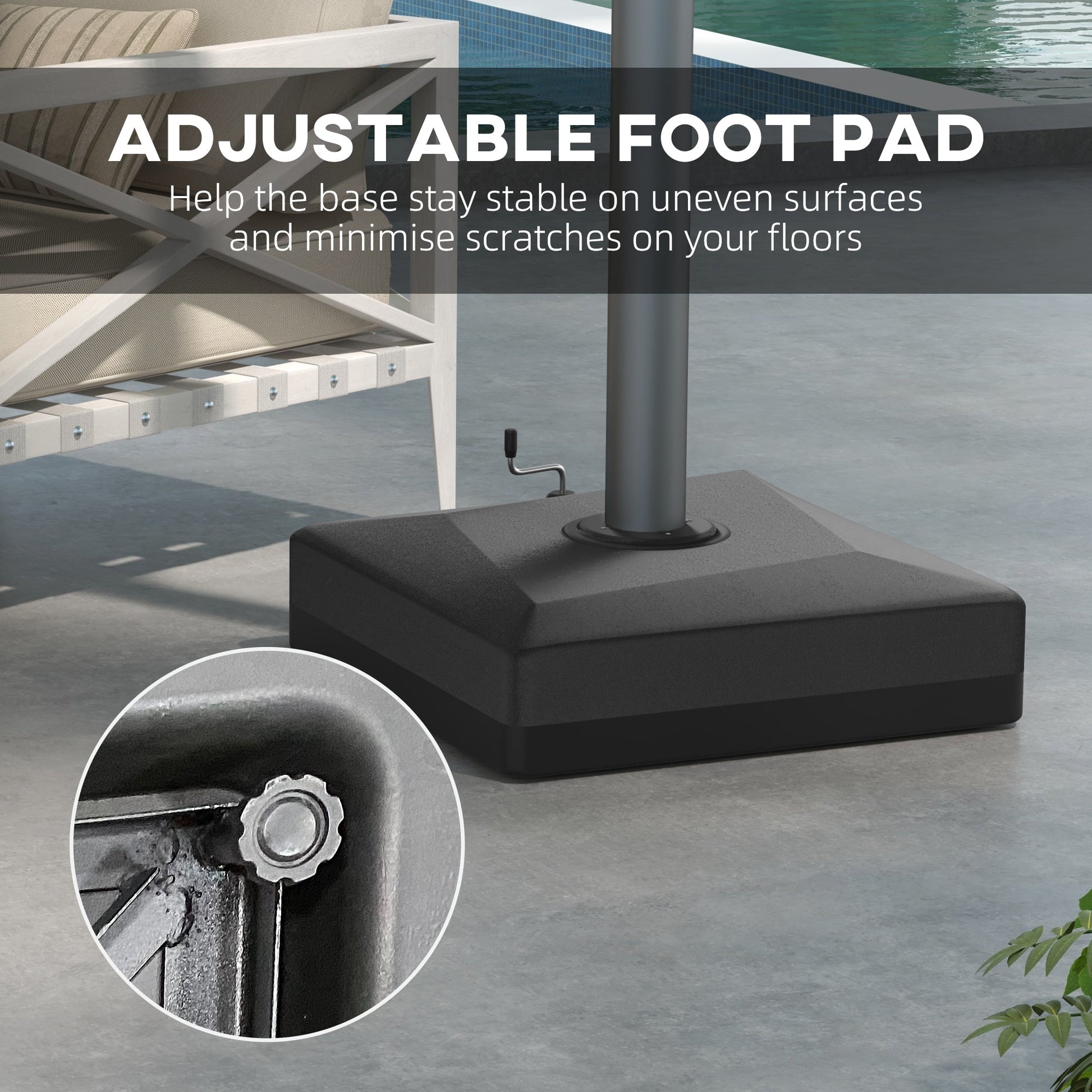 Cantilever Umbrella Base with Liftable Wheel, Heavy Duty Fillable Umbrella Stand with Adjustable Foot Pads at Gallery Canada