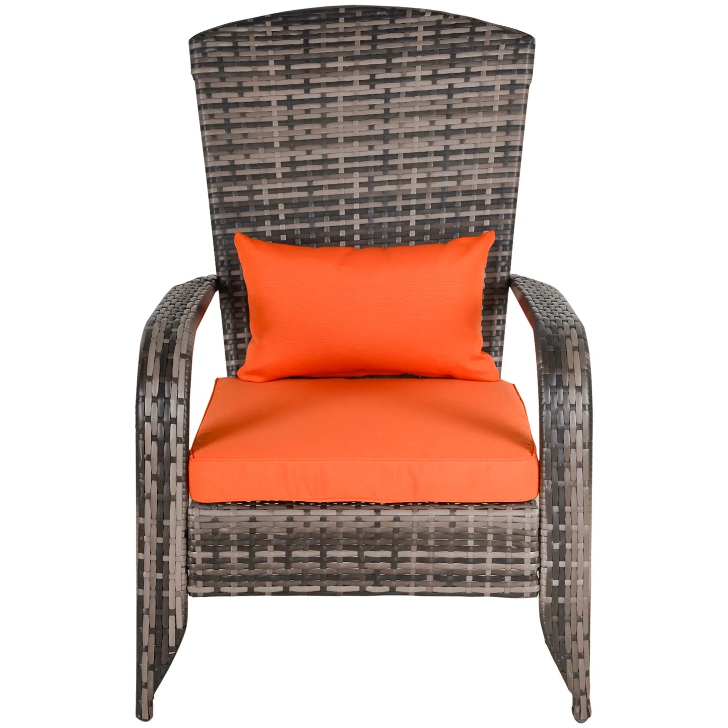 Rattan Fire Pit Adirondack Chair, Curved Backrest, Soft Cushions, Orange Patio Chairs at Gallery Canada