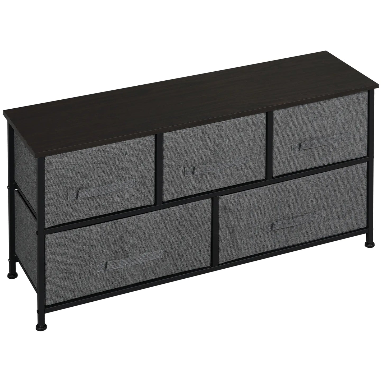 Linen Drawer Cabinet, 5 Removable Drawers, Metal Frame, Adjustable Feet, Dark Grey Storage Cabinets at Gallery Canada