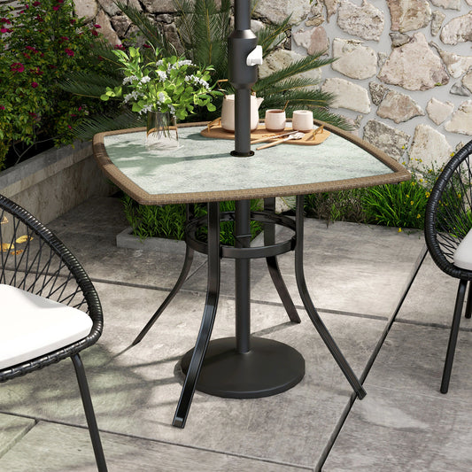 34 Square Outdoor Dining Table, Water-Grain Glass Top, Dark Brown Patio Dinning Tables Dark Brown at Gallery Canada