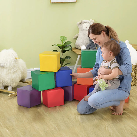 12 Piece Soft Play Blocks, Foam Toy, Building Stacking, Multicolours Baby Gym & Playmats Multi Colour at Gallery Canada