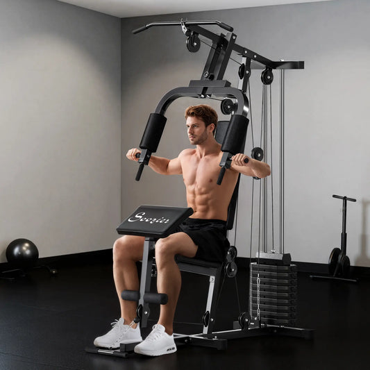 Weight Training Machine, Multifunction Gym Equipment, 143lbs, Black Power Towers Black at Gallery Canada