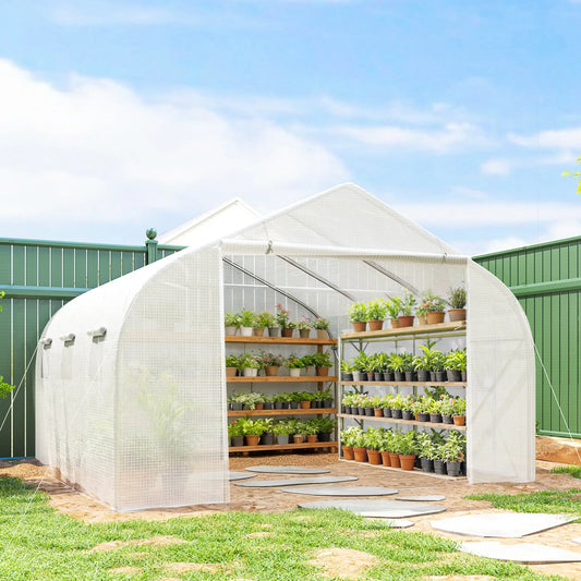 15'x10'x7' Greenhouse, Planting Shed, White