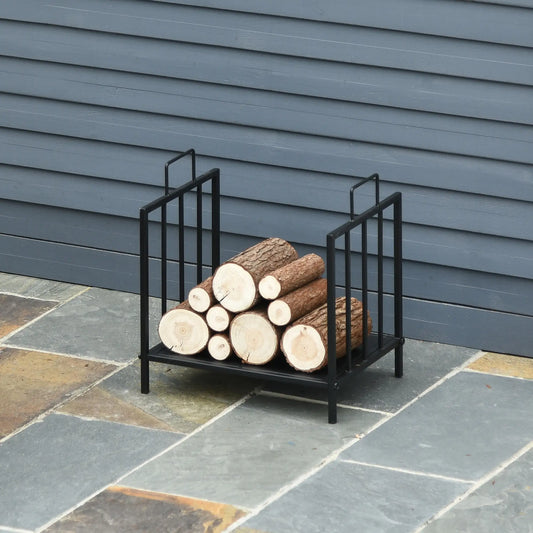 17.5" Heavy-Duty Metal Firewood Rack, Indoor Outdoor, Black Firewood Racks Black at Gallery Canada