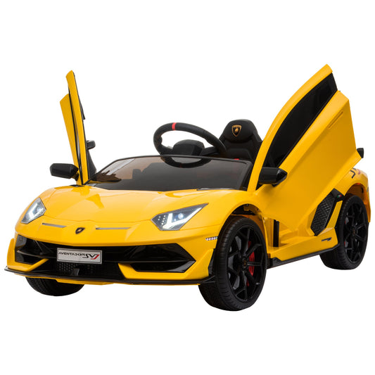 Compatible 12V Battery-powered Kids Electric Ride On Car Toy with Parental Remote Control Music Lights Bluetooth Suspension Wheels for 3-8 Years Old Yellow - Gallery Canada