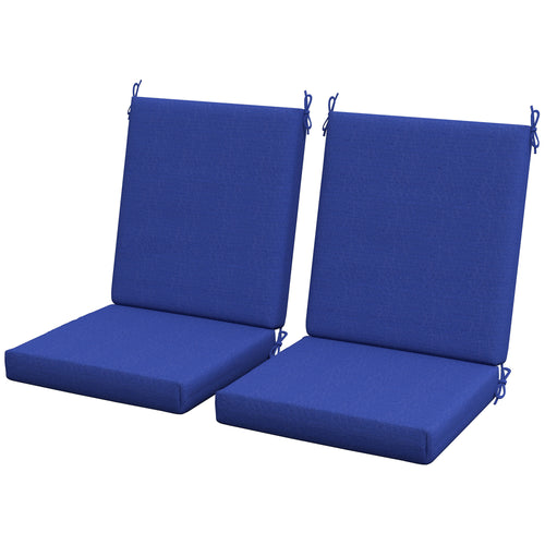 Outdoor Cushions Set of 2 for Dining Chairs, Outdoor Seat Cushions with Back, Fade-Resistant Yarn-Dyed Polyester, Navy