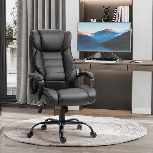 Massage Office Chair, High Back Executive, 6-Point Vibration, Adjustable Height, Black Massage Chairs Black at Gallery Canada