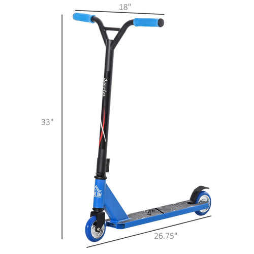 Stunt Scooter Aluminum Entry Level Freestyle Tricks Scooter Pro Scooter for Beginners w/ Rear Wheel Braking for Teenagers 14 Years and Up Blue