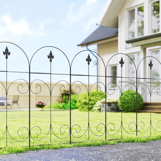 Outdoor Metal Garden Fence Panels, Animal Barrier, 8 Pack, Scrollworks Garden Fences Black at Gallery Canada
