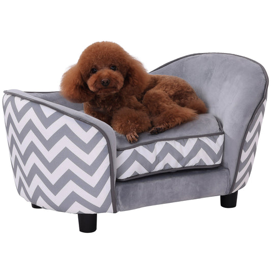 Pet Sofa Elevated Dog Bed Raised Cat Couch Puppy Furniture for Small Sized Dogs with Storage Removable Cushion Cover Grey - Gallery Canada