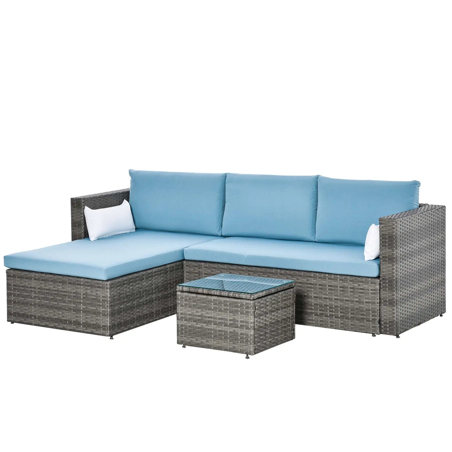 3-Piece Patio Set, Modern Sectional Sofa, Wicker Chair, Blue Patio Furniture Sets at Gallery Canada
