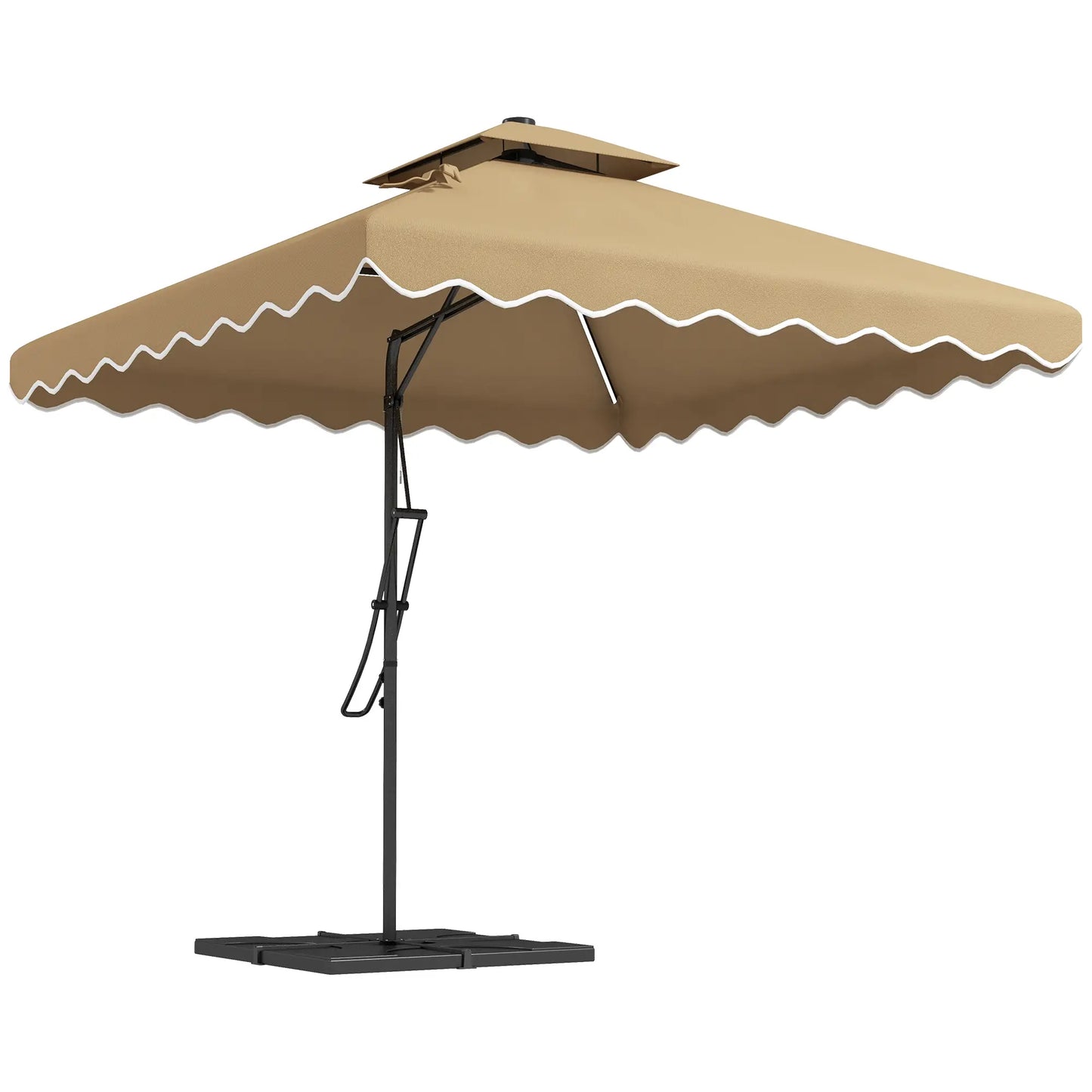 8' x 8' Square Patio Umbrella, Solar LED Lights, Khaki Cantilever Umbrellas at Gallery Canada
