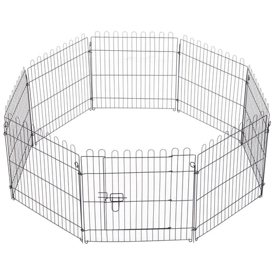 24inch 8-Panel Dog Playpen Octagon Pet Exercise Playpen Crate Foldable Dog Cage Pen Puppy Kennel, Black - Gallery Canada