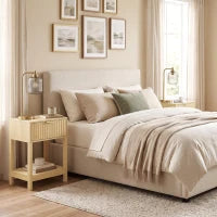 Modern Nightstand Set of 2, Slim Bedside Table, Oak Bedside Tables Oak at Gallery Canada