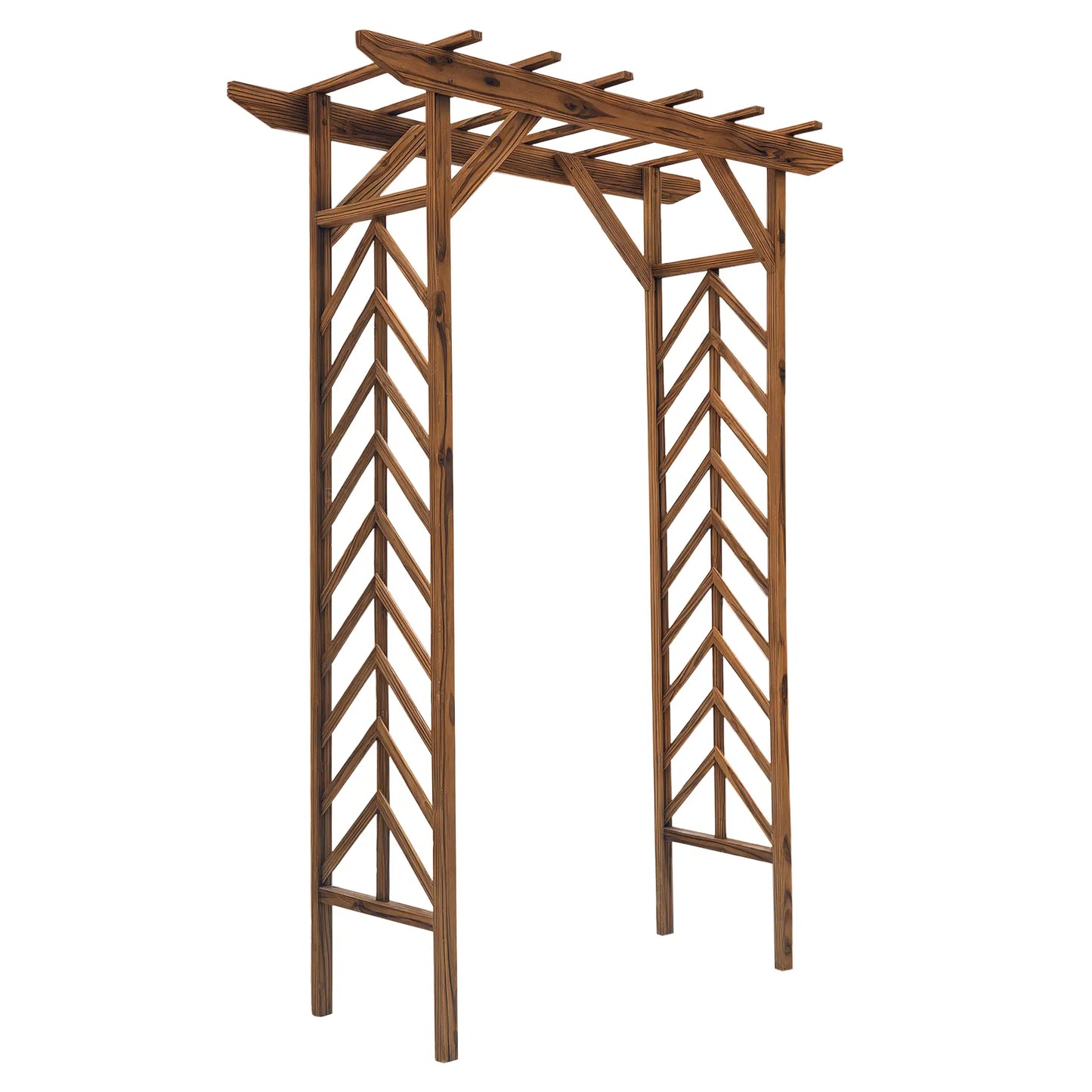 79" Arched Plant Trellis, Pergola Style Roof, Fir Wood Frame Garden Arches at Gallery Canada