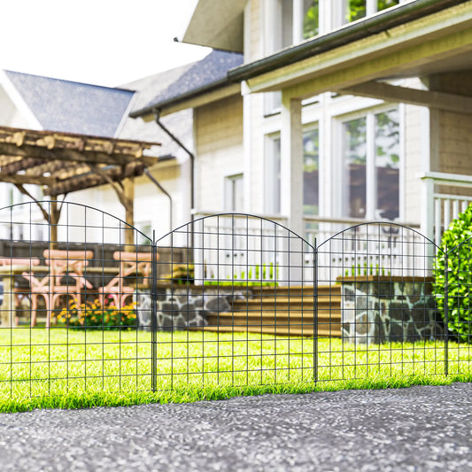 Metal Garden Fence Set Of 6, 181.1" X 38.2", Black Garden Fences Black at Gallery Canada