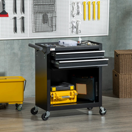 2-Drawer Rolling Tool Chest, Metal Cabinet, Black Tool Organizers Black at Gallery Canada
