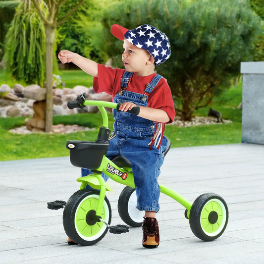 Toddler Tricycle for 2-5 Year Olds, Adjustable Seat, Basket, Bell, Green Tricycles for Kids Green at Gallery Canada