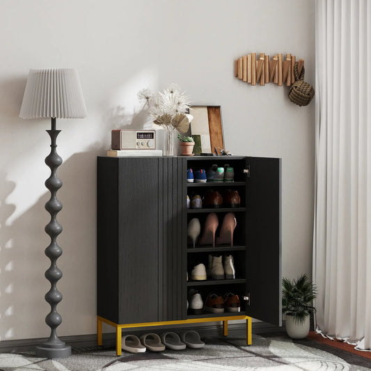 Shoe Storage Cabinet, Adjustable Shelves, Soft-Close Hinges, 15-20 Pairs, Black Shoe Storage Cabinets & Racks Black at Gallery Canada