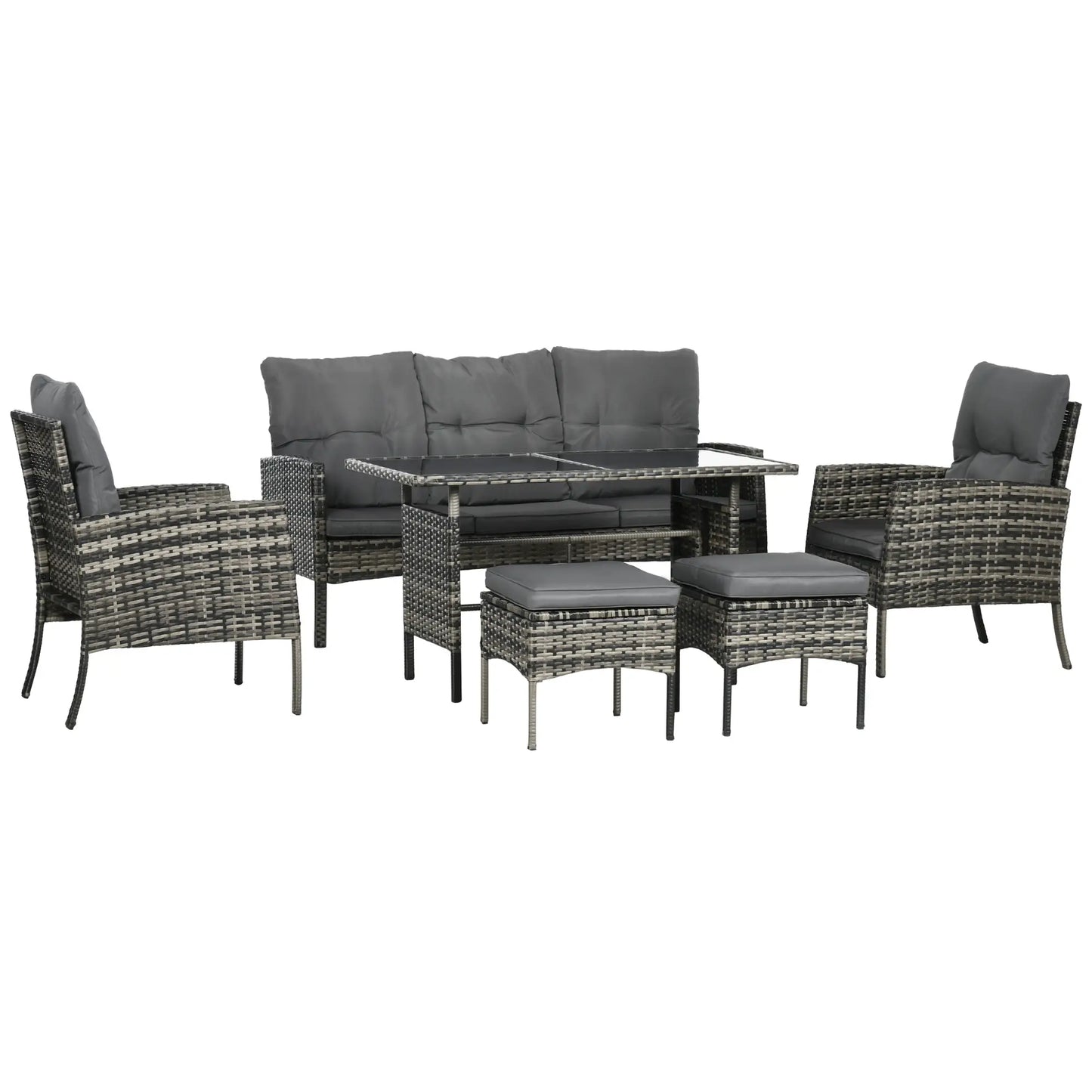 6-Piece Patio Set, Chairs, Ottomans, Sofa, Glass Table, Grey Patio Furniture Sets at Gallery Canada