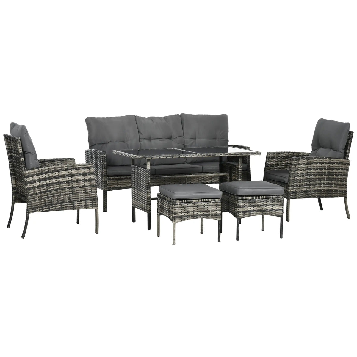 6 Piece Patio Furniture Set, Wicker Rattan Outdoor, Grey Patio Furniture Sets at Gallery Canada