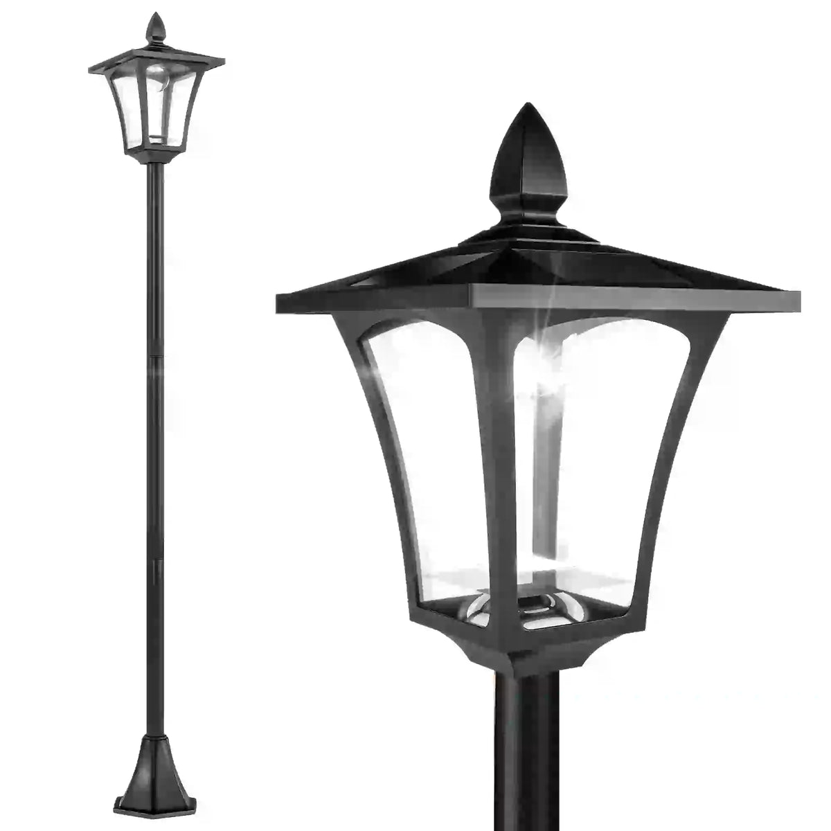 Solar LED Streetlight, 40 Lumens, Waterproof, 63"H, Black Solar Post Lamps at Gallery Canada