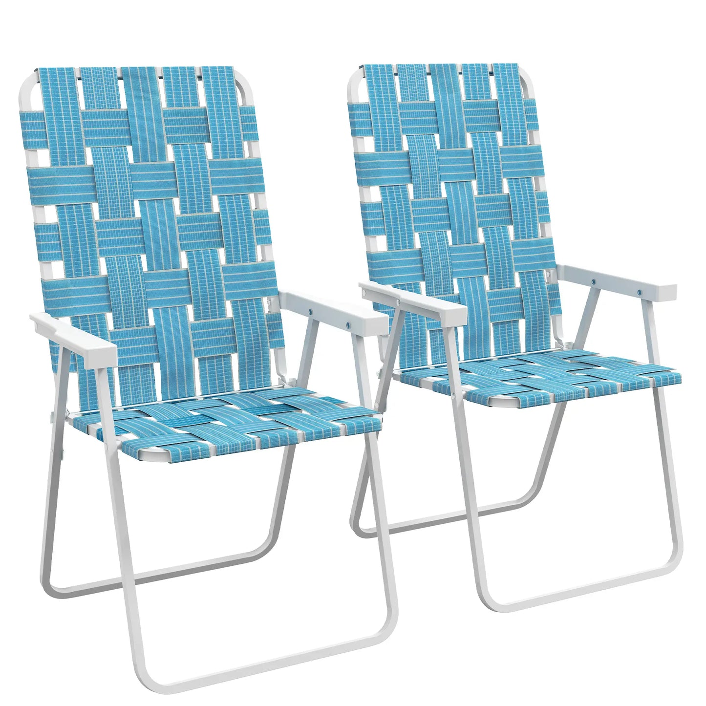 Set of 2 Folding Patio Chairs, Portable, Armrests, Camping, Garden, Blue Patio Chairs at Gallery Canada