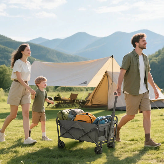 Collapsible Folding Garden Cart, Heavy Duty Lawn Wagon, Grey Bike Cargo Trailers Grey at Gallery Canada