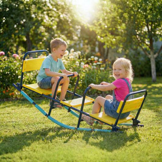 Metal Seesaw For Kids, 2 In 1 Rocking Teeter Totter, Playground Equipment Gym Sets & Swings Blue, Yellow at Gallery Canada