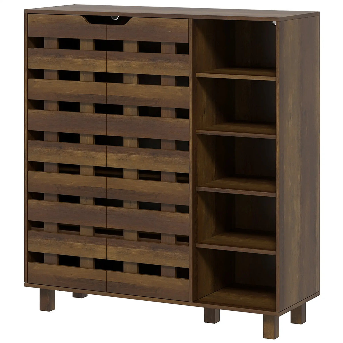 21 Pair Shoe Cabinet, 5-Tier Double Door, 5-Tier Open Shelves, Brown Shoe Storage Cabinets & Racks at Gallery Canada