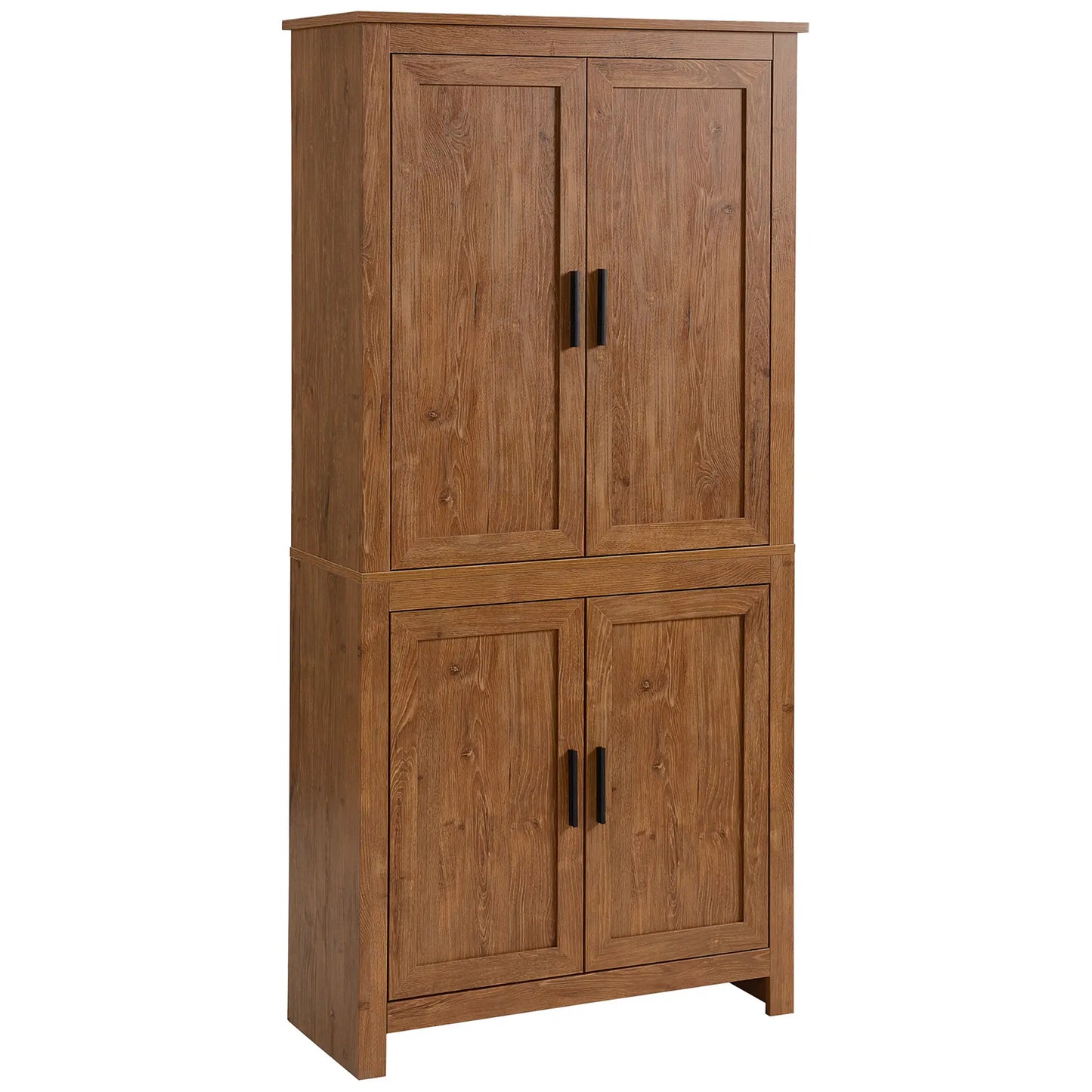 64" Kitchen Pantry Cabinet, 4 Doors, 3 Adjustable Shelves, Oak Kitchen Pantry Cabinets at Gallery Canada