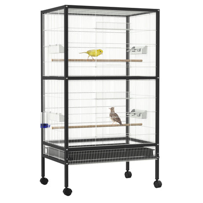 Bird Cage Conure Parrot Budgie Cage with Bird Perch &; Wheels, Black and White at Gallery Canada