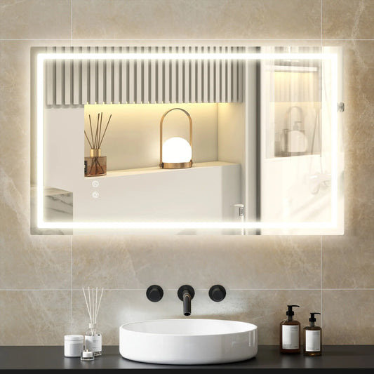 39" x 24" LED Bathroom Mirror, Wall Mounted, Anti-Fog, Touch Button, Clear Wall Mirrors Clear at Gallery Canada