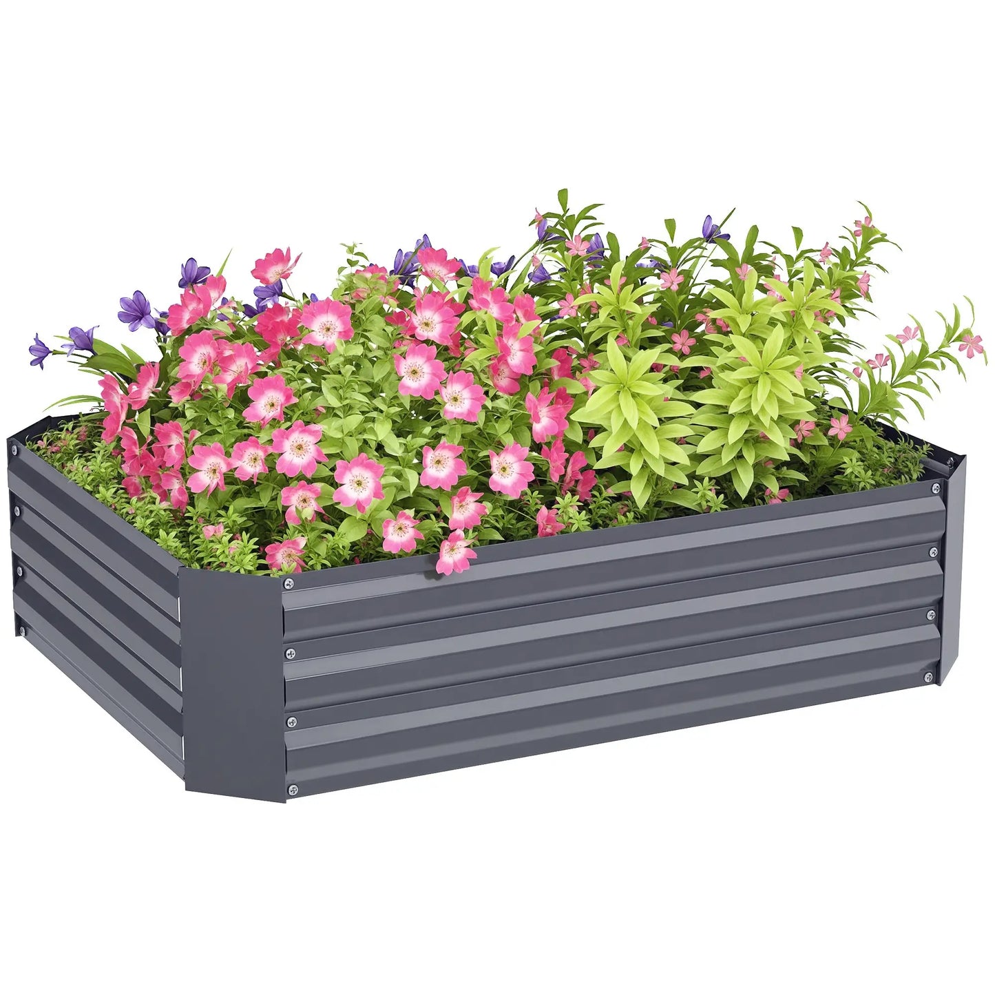 Galvanized Raised Garden Bed, 4' x 3' x 1', Outdoor Metal Planter Box, Dark Grey Galvanized Planter Boxes at Gallery Canada