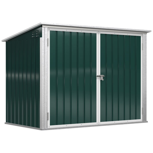 6x3 FT Outdoor Storage Shed, Horizontal Garbage Can Organizer with Double Door and Lid Rubbish Cover, for 2 Trash Cans, Green - Gallery Canada