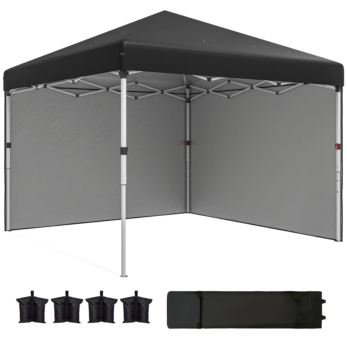10' x 10' Pop Up Canopy, Sidewalls, Roller Bag, Adjustable Tent, Black Pop Up Canopies at Gallery Canada