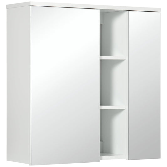 Wall Mounted Medicine Cabinet with Mirror Wall Mirror Cabinet with Doors 3 Open Storage and Adjustable Shelves White - Gallery Canada