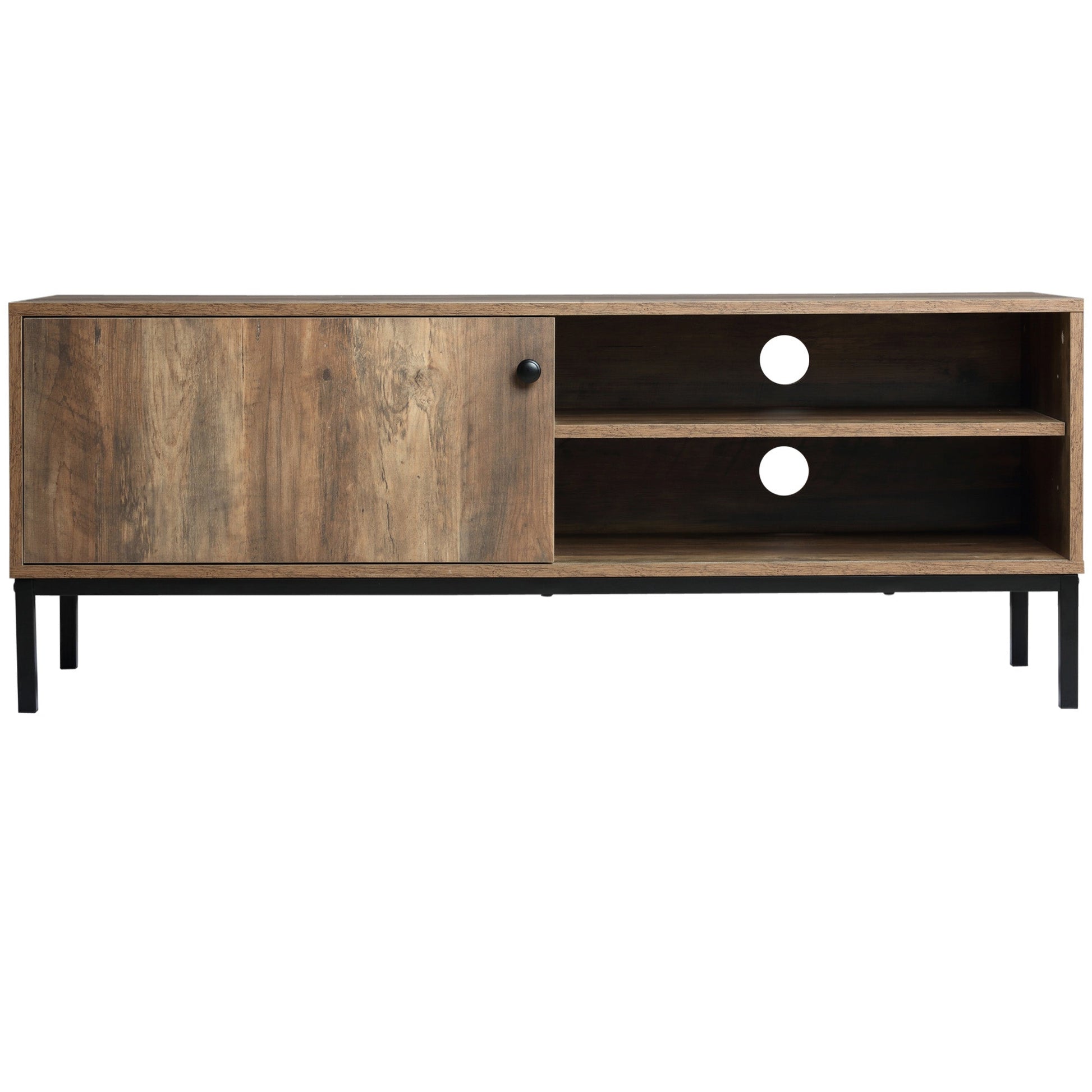 Retro TV Cabinet for TVs up to 50", TV Stand with Compartment and Adjustable Shelf, Media Console with Sliding Door for Living Room, Coffee at Gallery Canada