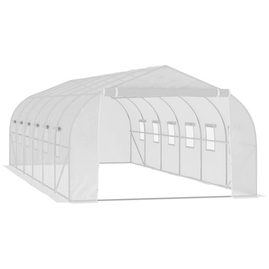 26'L x 10'W x 6.8' H Large Steeple Walk-In Greenhouse Outdoor Garden Plant Seed Tunnel Grow Tent Premium Steel Frame White - Gallery Canada