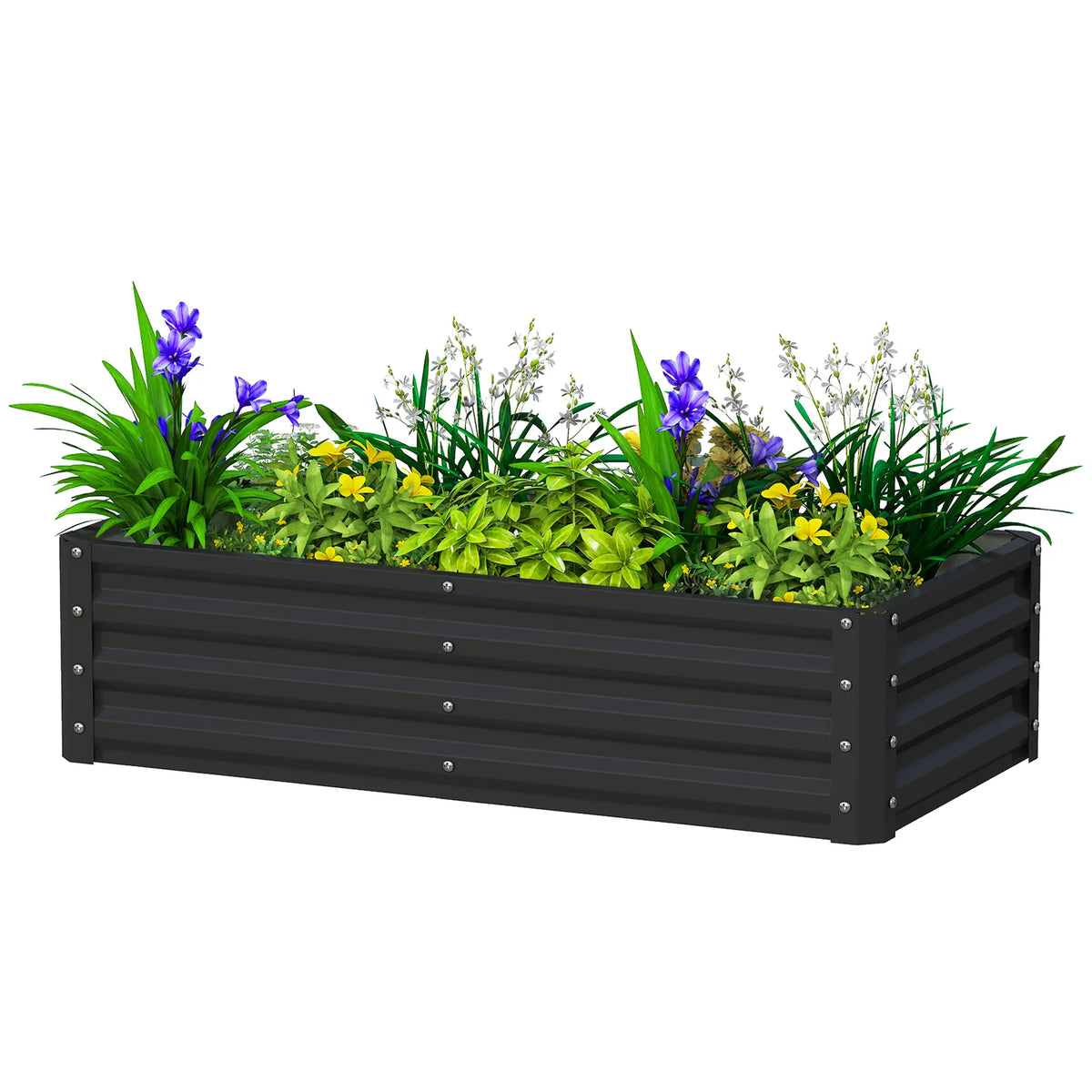 Jardin surélevé galvanisé, bac à plantes, 4' x 2' x 1', Noir