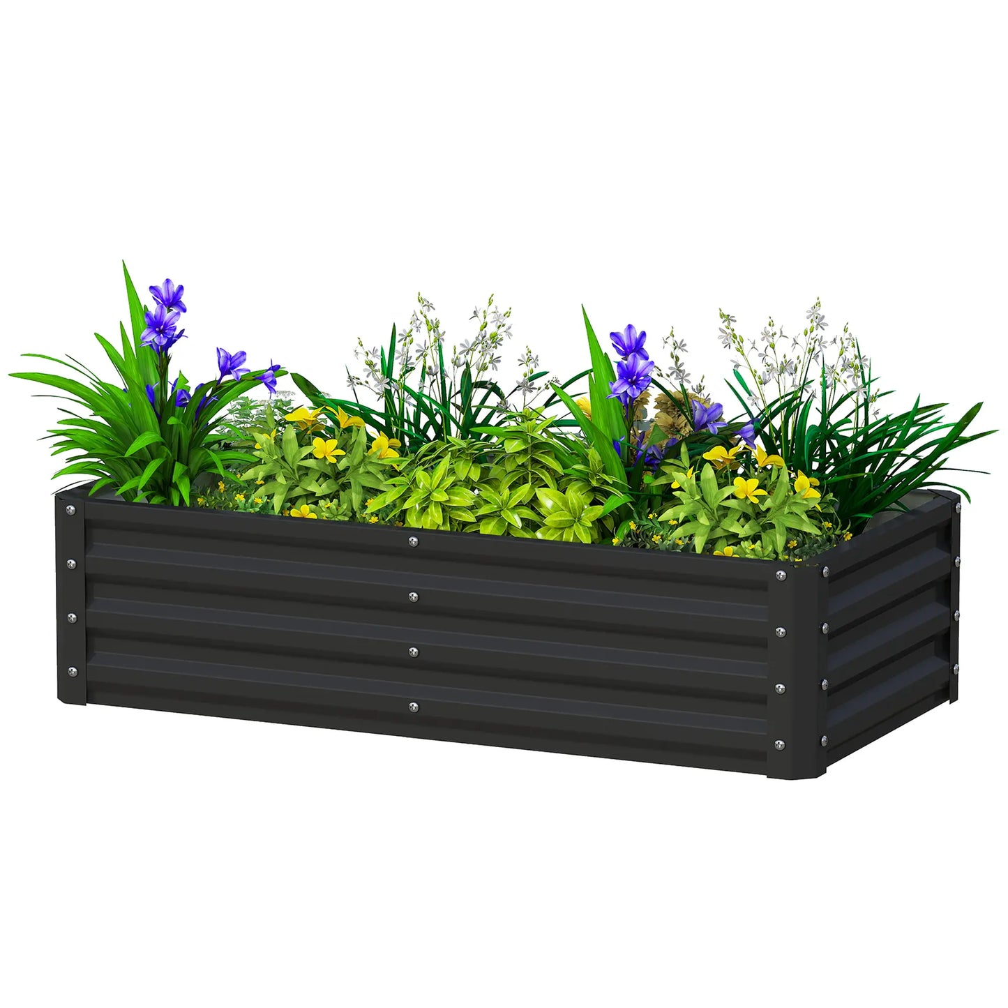 Galvanized Raised Garden Bed, Planter Box, 4' x 2' x 1', Black Galvanized Planter Boxes at Gallery Canada