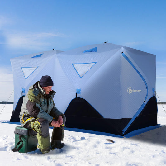 8-Person Insulated Ice Fishing Tent, Ventilation Windows, Carry Bag, -22℉, Blue Ice Fishing Tents Light Blue at Gallery Canada